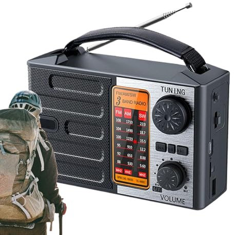 Radio Portative | Radio de Camping,Recharge Solaire/Type-C, Réception AM/FM/OC, Alertes Météo, Lampe Torche de Survie pour Tempêtes Tornades Urgences Préparation aux Catastrophes Pannes