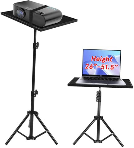 KICHOUSE Support de Projecteur Réglable Multifonction avec Trépied Plateau pour Cinéma Maison Salle de Conférence et Classe Compatible avec Ordinateurs Portables et Accessoires de