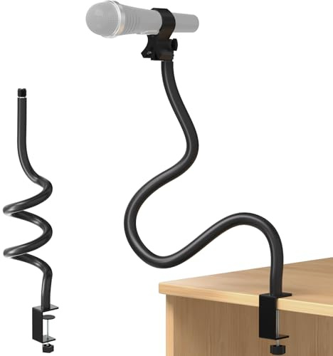 Microphone Stand,50 cm Long Flexible Gooseneck Arm Desktop Clamp Mount,Universal Heavy Duty Mic Clip Holder 3/8 to 5/8 Adapter,Compatible with Shure/Fifine/HyperX /AT2020 /Pyle/Blue Snowball/Razer