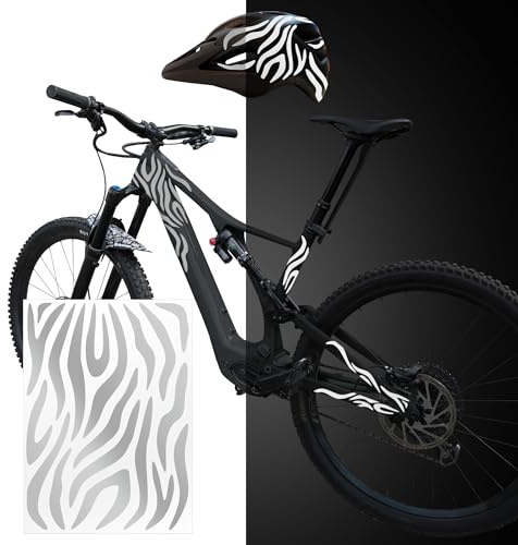 Riesel Design Fahrrad Aufkleber Set, re:Flex Zebra reflektierend, 20 x 15 cm, re:felx Sticker Kit für Rahmen und Helme, witterungsbeständig (Zebra Silver, 20 x 15)