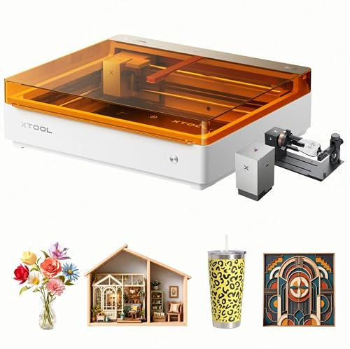 xTool M2 Grabadora Láser 10W con Impresora CMYK y Accesorio Rotativo RA3 Lite, Máquina de Grabado Láser Cerrada Clase 1 para Vasos, Tazas, Madera y Cuero, Máquina Todo en 1 para Manualidades DIY