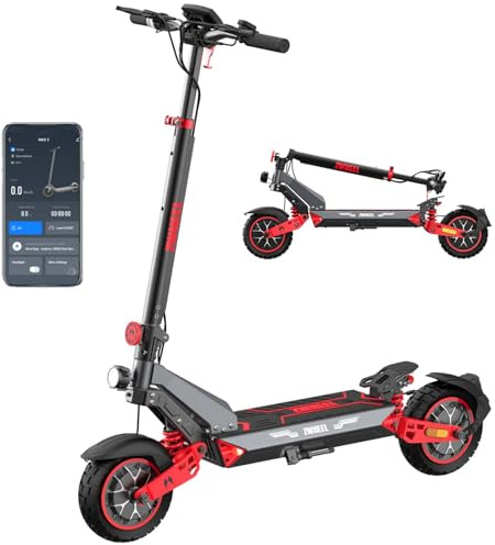 Electric Scooter Adult with 34 Miles Range, 10 Tubeless Off-Road Tyres, 720Wh lithium battery, Dual Suspension & Full LED Turn Signals Foldable Electric Scooter