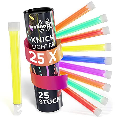 molinoRC Knicklichter - 25x SUPER HELLE Knicklichter - Power Leuchtstab in 6 Farben für Party, Festival, Camping oder Geburtstag - Knicklichter Militär - Glow Sticks - Knicklichter Groß XXL