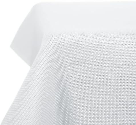 Deconovo rektangulär bordsduk i linne-imitation vattentålig bordsduk för middag 132 x 229 cm (52 x 90 tum) vit.