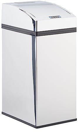 Relaxdays, Silber Sensor Mülleimer Edelstahl, mit Automatikdeckel, Inneneimer, hygienisch, 7 L, HxBxT: 35 x 15 x 20 cm, 7 Liter