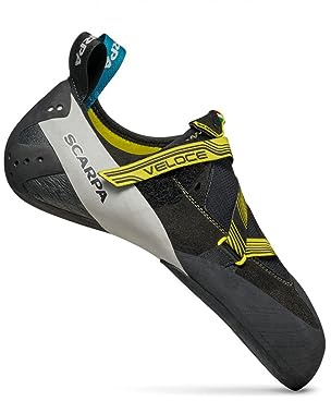 SCARPA Men's Veloce Rock Climbing Shoes for Gym Climbing - Black/Yellow - 11