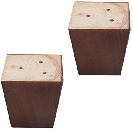3 Zoll quadratische Möbelfüße aus Massivholz, Sofa, Schrank, Regal, Füße, Ersatz, Höhe verstellbar, Farbe Nussbaum, 2 Stück