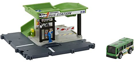 Matchbox HDL08 - Action Fahrer Busstation Spielset, mit einem Matchbox Fahrzeug & beweglichen Figuren, mit Anderen Sets kombinierbar, Spielzeug Geschenk für Kinder ab 3 Jahren
