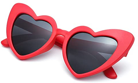 COASION Kids Polarized Heart Girls Sunglasses for Toddler Bendable Sunglasses Shades Age 2-8 (Red)