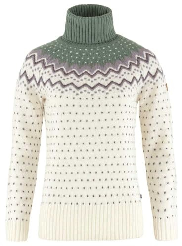 Fjallraven 84792-113-614 Övik Knit Roller Neck W/Övik Knit Roller Neck W Sweatshirt Women's Chalk White-Patina Green Size m