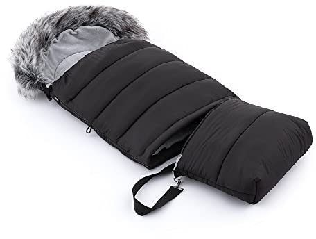 FEEDO Fußsack für Kinderwagen, Buggy und Autositz 3in1 * Winterfußsack * Warm * Wasserdicht * Winddicht (Schwarz)