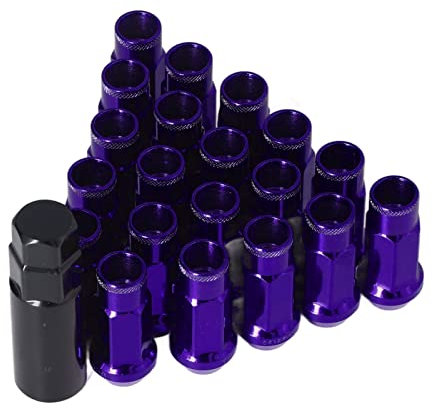 KIMISS Radmuttern, Universal 20 Stück M12x1,25 Metall Radmuttern Universal Autozubehör(Lila)