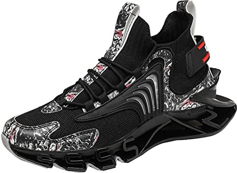 Laufschuhe for Herren, Fashion Blade Sneakers Lässige sportliche Walking Mesh Outdoor Jogging Sportschuhe (Color : Black, Size : 41 EU)