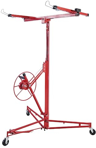 Cecaylie Lève-plaque pliable XXL 140-350 cm Hauteur de travail réglable pour plaques de plâtre Charge maximale 68 kg Largeur de bras de charge max. 290 cm