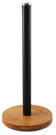 GREATOYAR Portarrollos para Papel de Cocina, Portarollos Papel de Cocina de Bambú, Toallero de Papel Integrado, Soporte para Rollos de Papel de Cocina, Diámetro 15x35cm, Negro