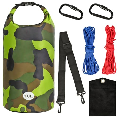 Bear Bag Hanging Kit, 10L Waterproof Bear Proof Food Storage for Backpacking and Camping, Ultralight Bear Proof Canister Gear for Food Storage with Nylon Ropes, Clips and Rock Pouch