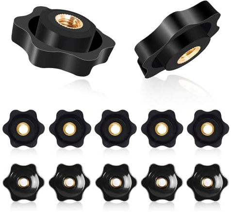 DHWEKU 10 Tuercas M8 con Mango de Estrella, Color Negro, de plástico, Tuercas de Mariposa m8, para Industria mecánica, Muebles, Equipos electrónicos