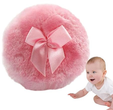 Pompon à poudre pour bébé - Pour le corps - Réutilisable - Ultra doux - Rond - Avec nœud - Outil de maquillage sec - Applicateur de poudre corporelle pour bébés, et adultes