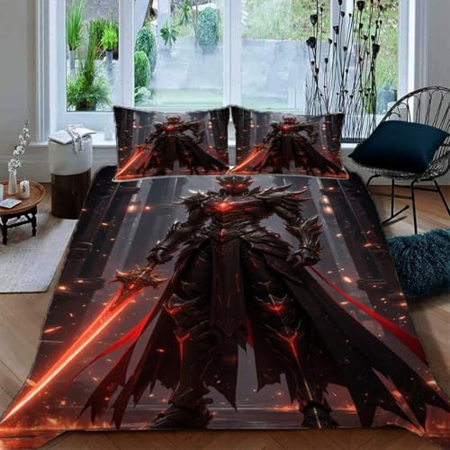 Zbeiba Bettbezug 135x200,3D Eisen-Krieger Drucke Muster Für Teenager Kinder weich Komfort Mikrofaser Bedding Bettbezug Mit Reißverschluss + 2 Kissenbezüge(135x200+2 * 50x75,#6