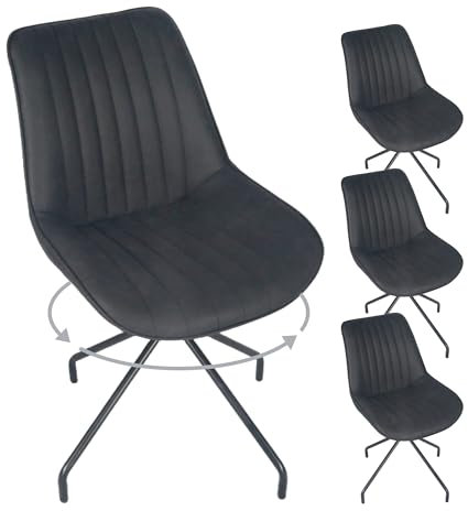 Twinice Lot de 4 Chaises Pivotantes Salle à Manger, Chaises Salle à Manger, Chaises de Cuisine, Chaise de Salon, Pieds en Métal, Tissu de Denim, pour Salon,Chambre à Coucher (Noir)