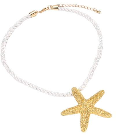 Gold Starfish Necklace with Bohemian Summer Vibe, featuring Exquisite Starfish Jewellery and Sturdy Rope Necklace,Ideal for Beach Vacations, Surfer Parties, Holiday Gatherings, Fashion Gifts