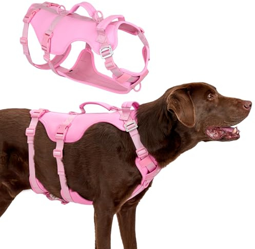 Arblina Arnés Anti-Fuga para Perros, Anti-tirón para Razas Medianas/Grandes, Equipo con Asa y Hebilla Delantera, Chaleco Ligero y Fácil de Poner, Rosa, L