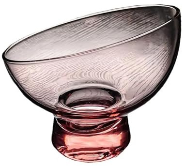 LXLAEOANG Kristall fruktskål kristall glas skål fruktbricka, transparent hushåll, hög fot, delikat liten, rund sned, te efterrätt (rosa)