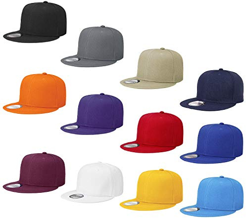 Falari Wholesale 12 Pack Snapback Hat Cap Hip Hop Style Flat Bill Blank Solid Color Adjustable Size G212-Assorted1