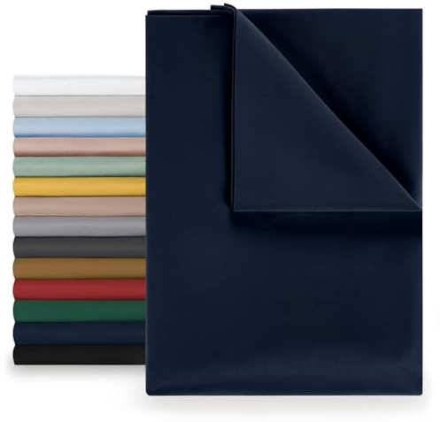 Blumtal® Basic lakan 240x275 cm - Lakan utan resår - OEKO-TEX-certifierat - Mikrofiber - Dark Ocean Blue - Blue