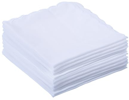 emlstyle Womens cotton handkerchief ladies White Hankies for Wedding Party 12 PCS(30cm*30cm)