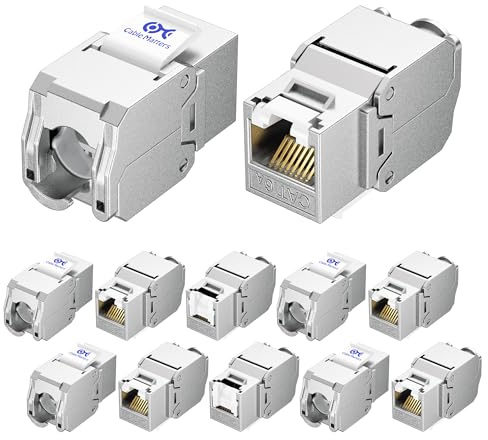 Cable Matters UL Listed 10Gbps 12-Pack RJ45 Shielded Cat6A / Cat6 Keystone Jack with Integrated Shutter
