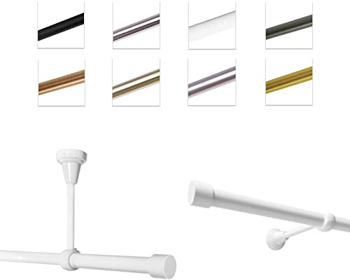 MDEKOR Gardinenstange 600 cm einläufig | Vorhangstange für die Wandmontage oder Deckenmontage Weiß aus Metall | Gardinenstangenset Ø 19mm
