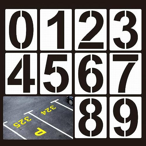 POHOVE 21cm (8”) Large Number Stencils, 10pcs Reusable Plastic Number Stencils for Painting