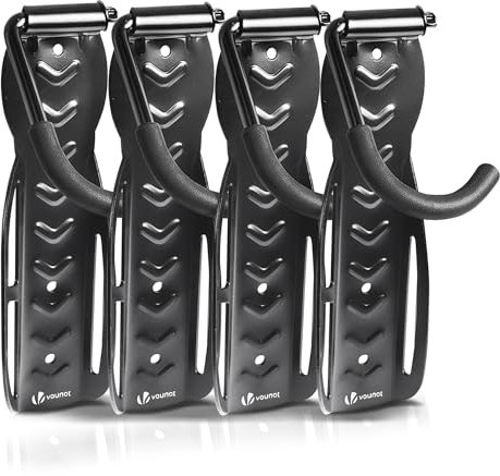 VOUNOT® 4er-Set Fahrrad Wandhalterung, Stahl Wand Fahrradhalter, Fahrrad Haken, Fahrradständer zum Aufhängen, ideal für Garage oder Keller, Schwarz