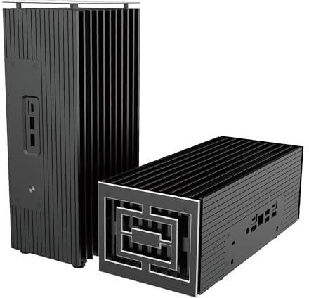 Akasa Turing RC Pro, Designed for ASUS NUC 14/15 Pro Core™ i7, Aluminium Mini Fanless Case with Thermal Kit, Front USB A & C Ports, Vertical or Horizontal Placement, A-NUC101-M1B