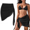 KQOZG 1 Stück Damen Strandrock Sarong Strand Wrap mit Fransen Chiffon (Groß) (Schwarz)