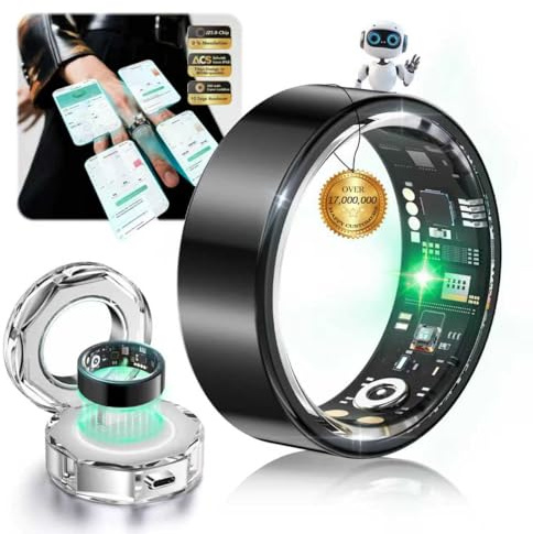 XSWCCJJ 2026 NO.1 New Upgraded Smart Ring【JZ5.0 Chip & 0 Measurement Error】 IP68 Waterproof | Smart Ring Women & Men For Sports Time, Distance, Calories Waterproof Compatible Black 12#