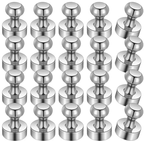 Aenienoe 20 stycken magneter för magnettavla, små magneter, stark neodym, extra starka magneter, starkt grepp, whiteboard, kylskåp, silver