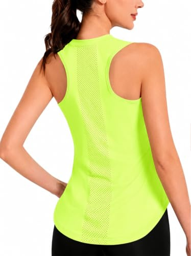 ANGEL CITIZ Running Top Womens UPF 50+ Racerback Sports Tank Tops Gym Vests for Women Sleeveless Back Mesh Breathable Green