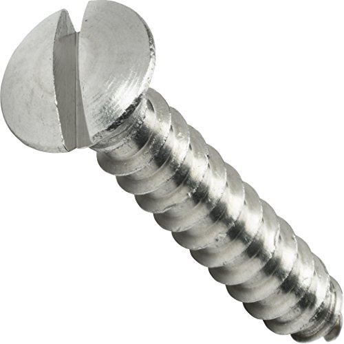 #4 x 5/8 Oval Head Sheet Metal Screws, Slotted Drive, Stainless Steel 18-8, Fully Threaded, Stainless Steel, Self-Tapping, Quantity 100