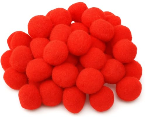 Kids B Crafty 50 Red Pompoms Craft Supplies 17mm, Red Pom Poms, Festive
