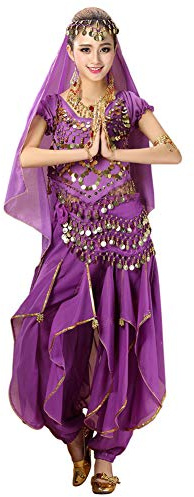 keepmore Mujer Danza del Vientre Disfraz, Halloween Carnaval Danza India Rendimiento Etapa Bailando Outfit Traje