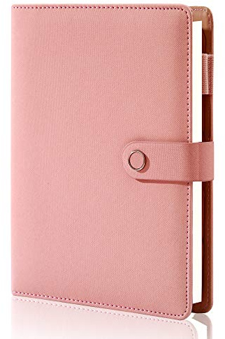 Cuaderno de cuero en espiral, cuaderno de escritura recargable con 6 anillas