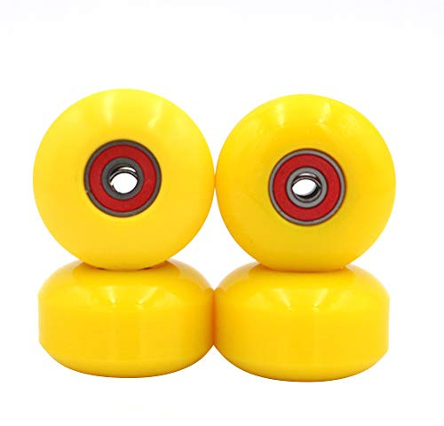 POFET Lot de 4 roues de longboard 52 mm Dureté 100A Polyuréthane Roulement gratuit Roulements (Jaune)