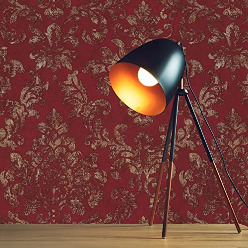 TADESSI Giulia M1-No.391 Papier peint intissé Motif baroque Rouge/doré