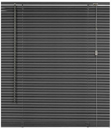 Ruby Deals PVC Venetian Blind Blinds Window (Grey Embossed 120W x 150H cm) | 25mm Thin Slats Kitchen Window Blinds Treatments Easy Fit Curtains Trimmable Fittings Home Office