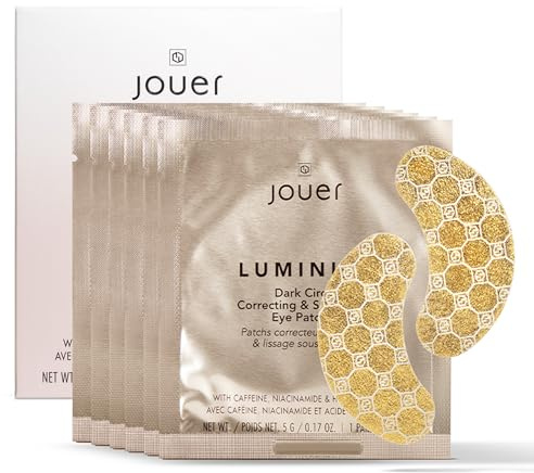Jouer Luminize Dark Circle Correcting & Smoothing Eye Patches, Caffeine Eye Patch for Dark Circles and Puffiness, Under Eye Mask Patch for Wrinkles | $36 Value