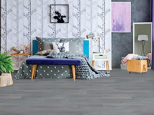 PVC Bodenbelag Vinylboden in schlichter Holz Art, grau, Zuschnitt (4m breit / 7,5m lang)