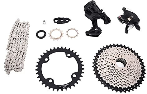 ZAWELIYO A7 Mountain Bike 10 Speed Group Set 1x10 Shifter Derailleurs Sets, Aluminum Shift Lever with 1:1 Technology, Bike Chain with 116L Section, 42T Cassette Tooth for XMB