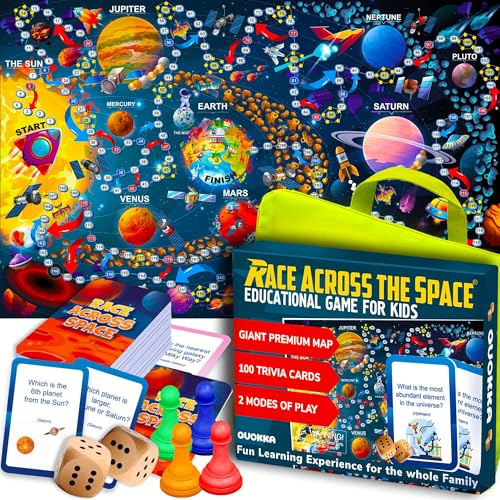 Quokka Family Board Game for Kids and Adults - Family Card Game | Indoor Outdoor Card Games - 1 to 10 Players - Learning - Educational - Space - Solar System - 100 Question Cards, Top Facts